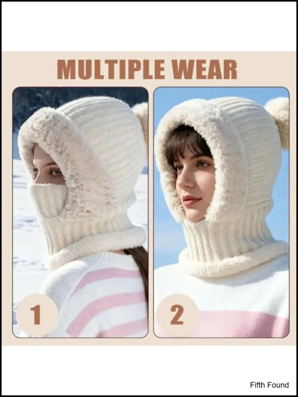 3-in-1 Knit Beanie Hat with Scarf and Mask Set Winter Warm Ski Neck Warmer